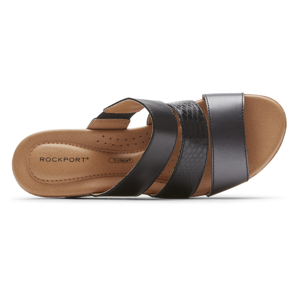 Rockport Slides For Womens Black - Lyla Banded - HZ7132806